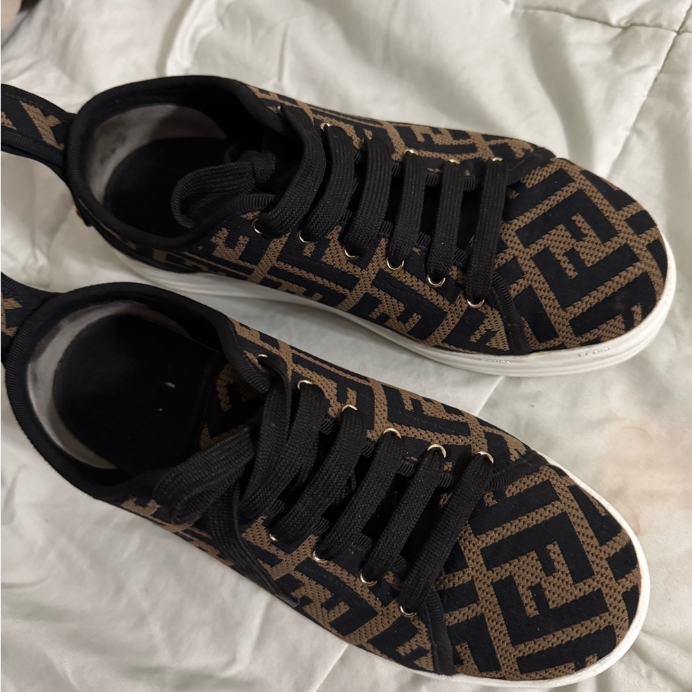 Fendi Black and Brown Patterned Sneakers - Picture 3 of 7